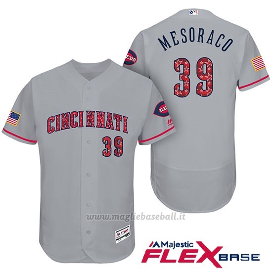Maglia Baseball Uomo Cincinnati Reds 2017 Estrellas Y Rayas 39 Devin Mesoraco Grigio Flex Base